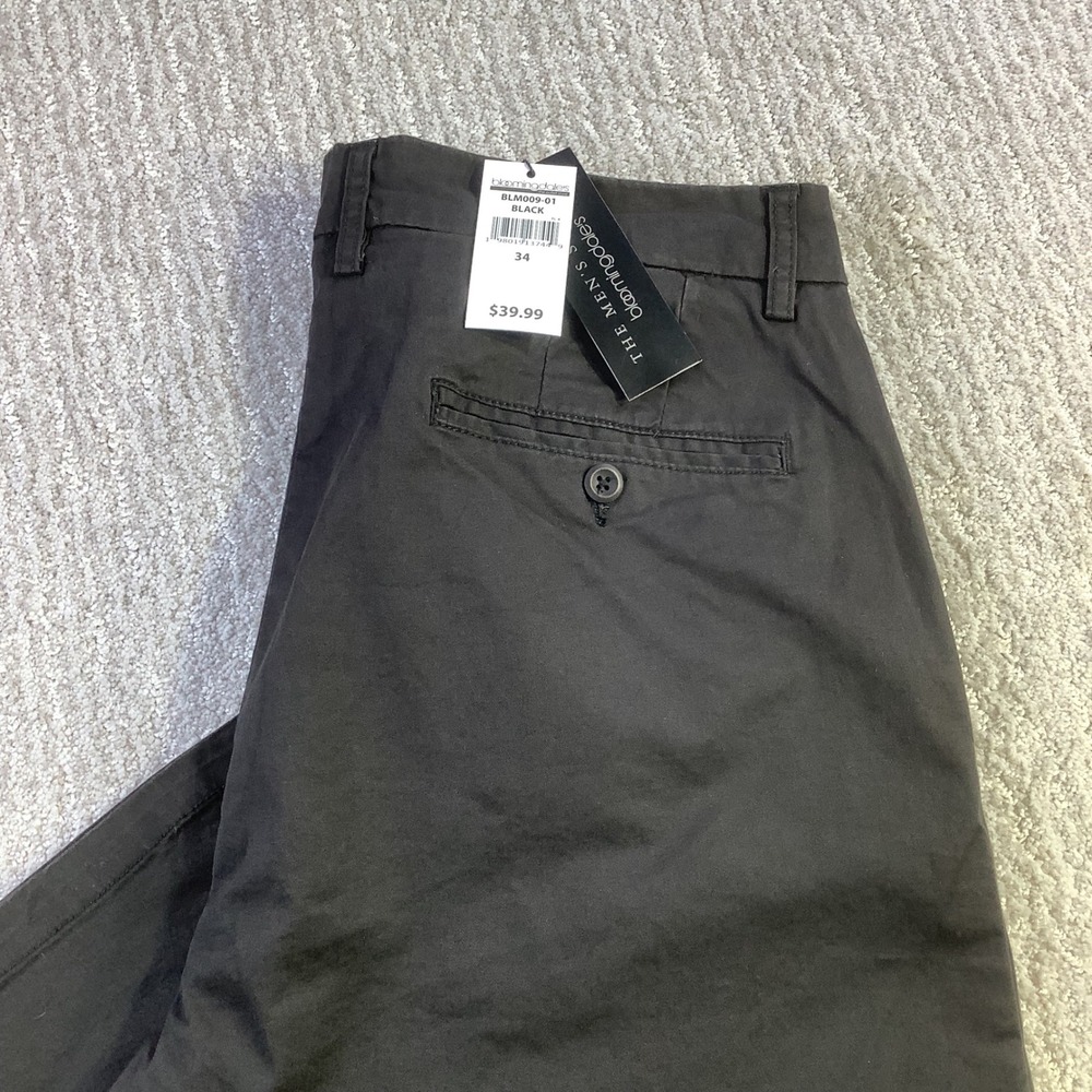 The Mens Store Bloomingdales Black Chino Pants Waist 34 x 29 NWT